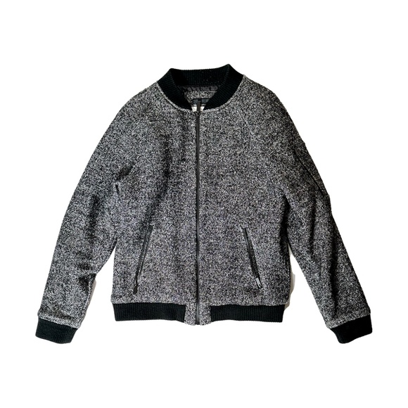 Calvin Klein Men's Medium Grey/Black Wool Blend Full Zip Bomber Jacket - Picture 1 of 9